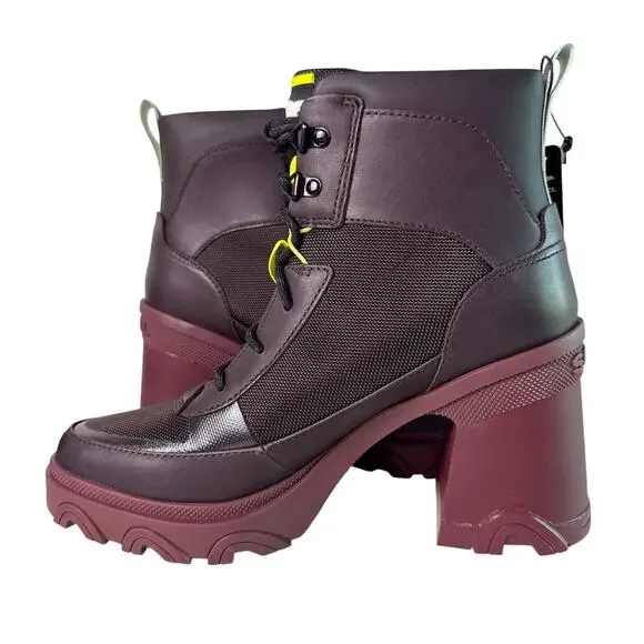 Sorel Brex Heel Lace Bootie Womens 9 Waterproof Leather New Cinder Sea Sprite